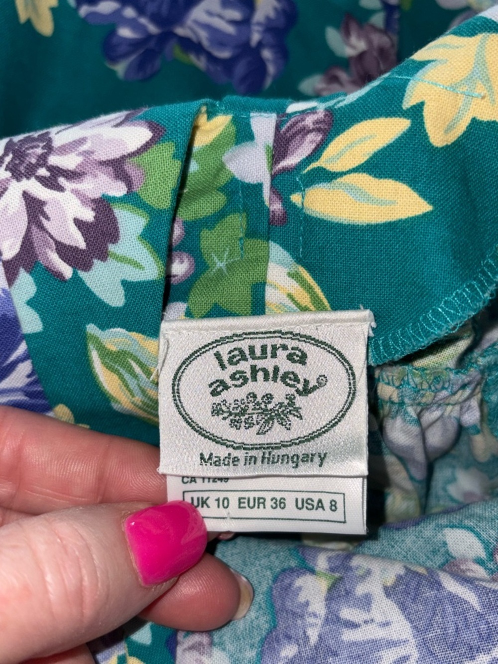 Vintage Laura Ashley 80s Puff Sleeve Floral Midi Dress Bow Back Cottagecore 8 - Picture 7 of 8